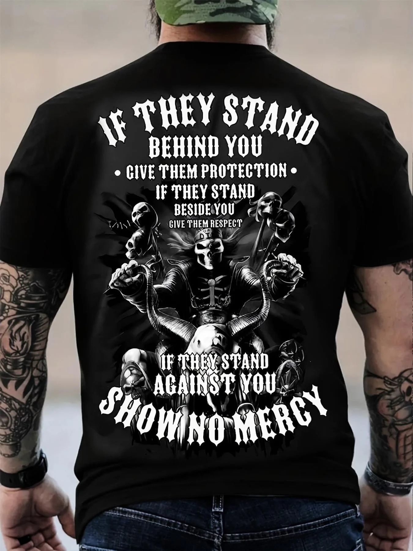 Dominant Warrior Print T-Shirt- Eye-Catching Text 