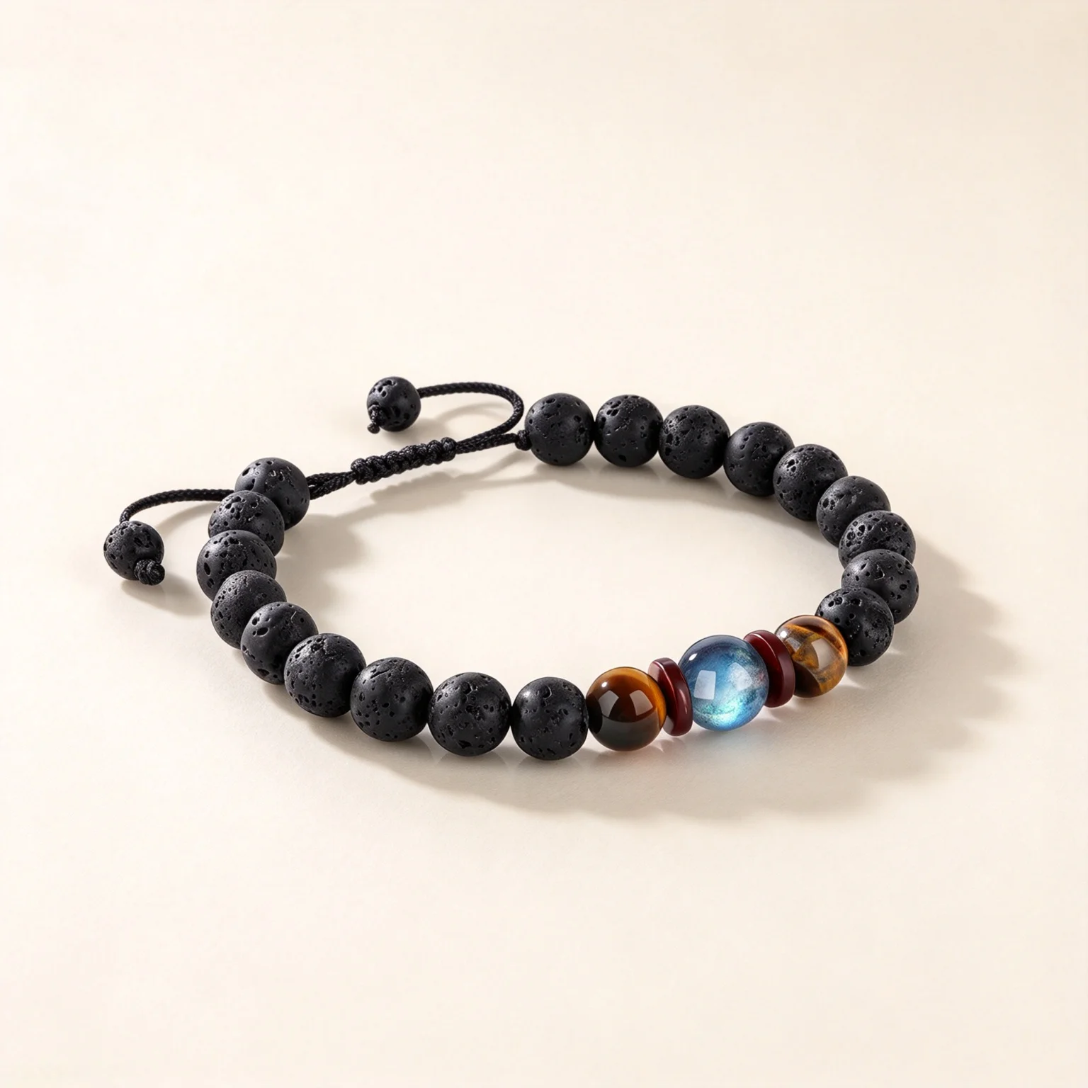 Moonstone Pendant Adjustable Men's Bracelet, Creative Graduation Gift, Suitable for Teenagers Aged 15, 16, 18, Birthday Gift for Son, Friend, Grandson, Anniversary Gift, Christmas Stocking Stuffer.