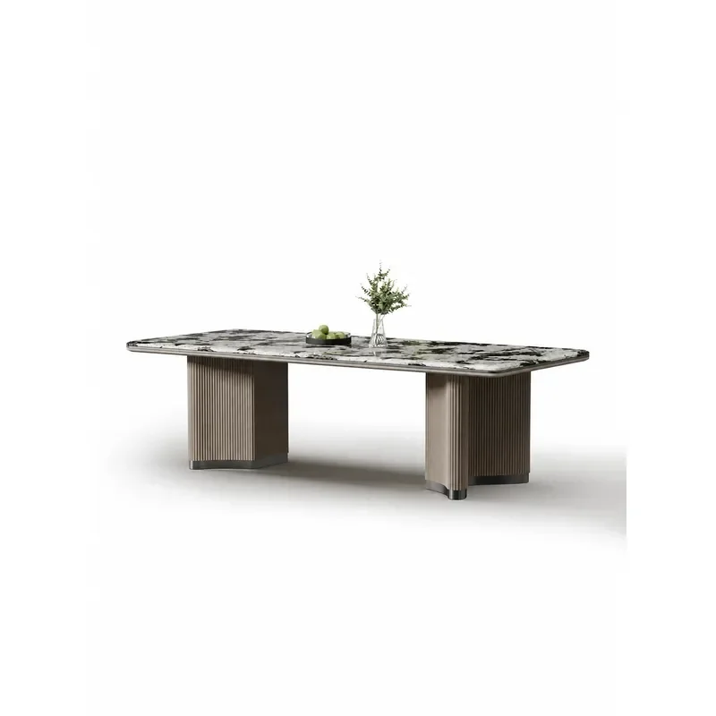 Rectangle Luxury Stone Dining Table Snow Mountain Flying Fox High End Villa Restaurant Home Furniture Modern Minimalist Style