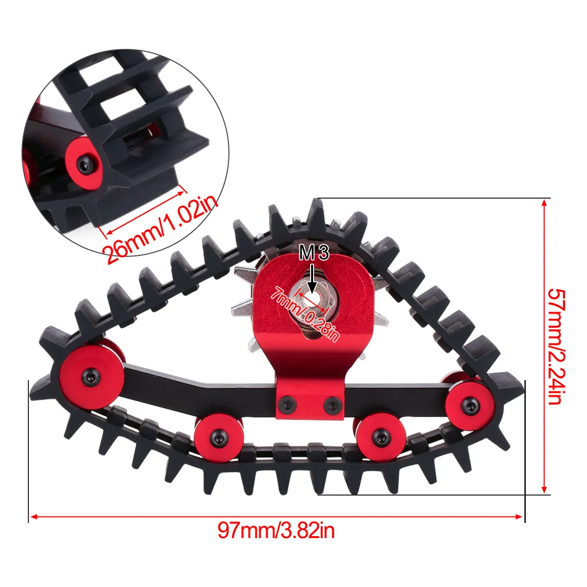 yz888RC1/18 RC Climbing Car Upgraded to Sand and Snow Dual purpose Tire Simulation Track Wheel Suitable for TRX-4M Accessories