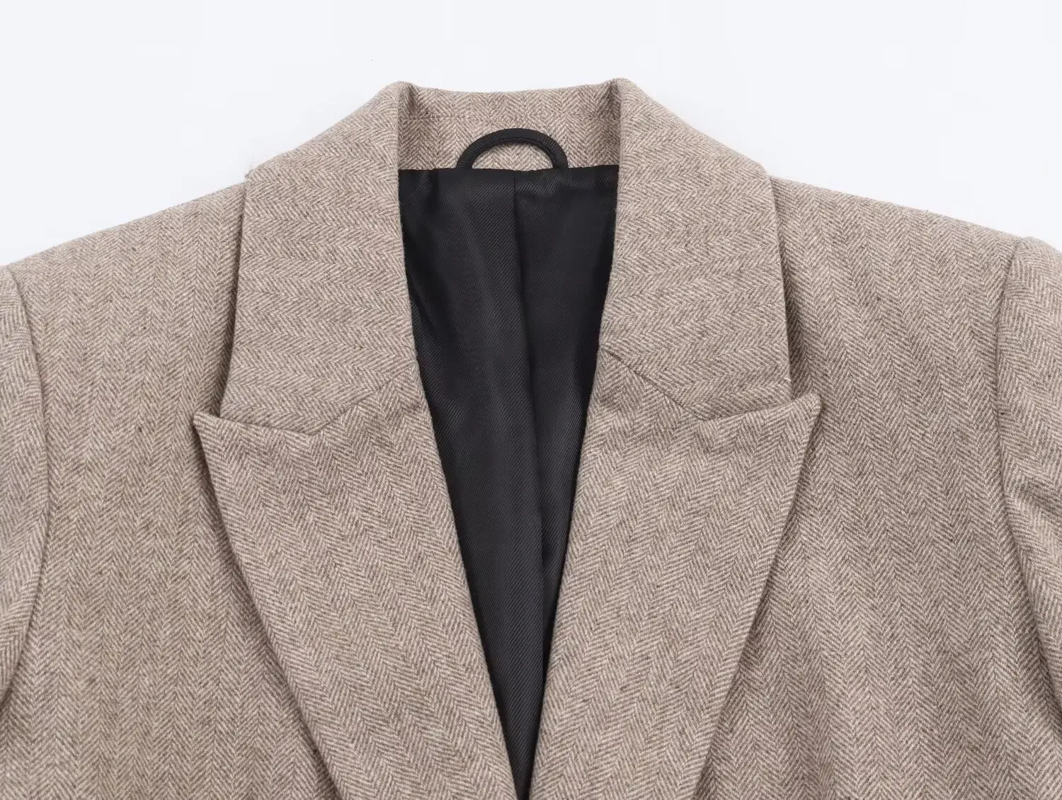 Dave&Di Minimalist Khaki Woolen Suit Jacket Women Tops British Fashion Texture Women's Jacket Woman Clothes Tops Blazer Mujer To