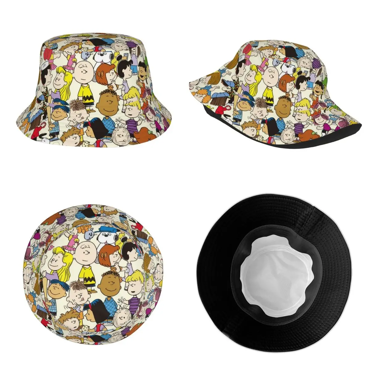 Peanuts Comic Characters Bucket Hat for Women Men Travel Snoopy Charlie Brown Linus and Lucy Bob Hats for Vacation Caps