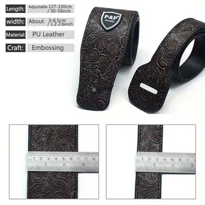 Faux PU Leather Guitar Strap, adjustable length, soft embroidered belt for classic low acoustic guitars, 6.5 cm wide 10 Main Sales Guitar Stream - №4