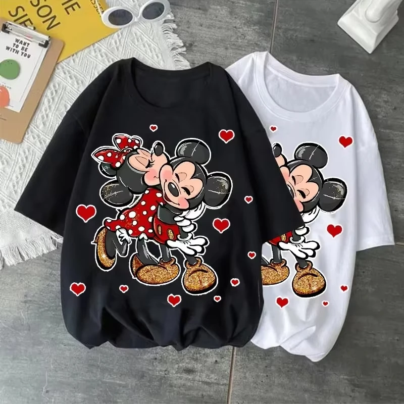 

Новая милая забавная летняя футболка с принтом Микки Мауса Disney, мужская и женская свободная термофутболка с короткими рукавами, топ Y2K