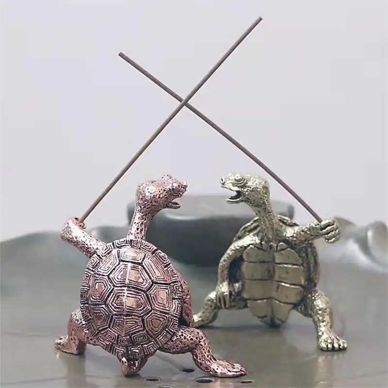 

Antique Copper Kung Fu Turtle Incense Holder Home Room Funny Incense Burner Incense Holder Animal Tea Table Ornament