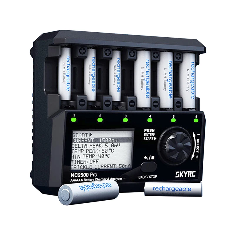 SKYRC NC2500 Pro Charger DC 12V 3A AA/AAA NiMH/NiCD Battery 4 Modes of Charging and Discharging Multi-function Charger Analyser