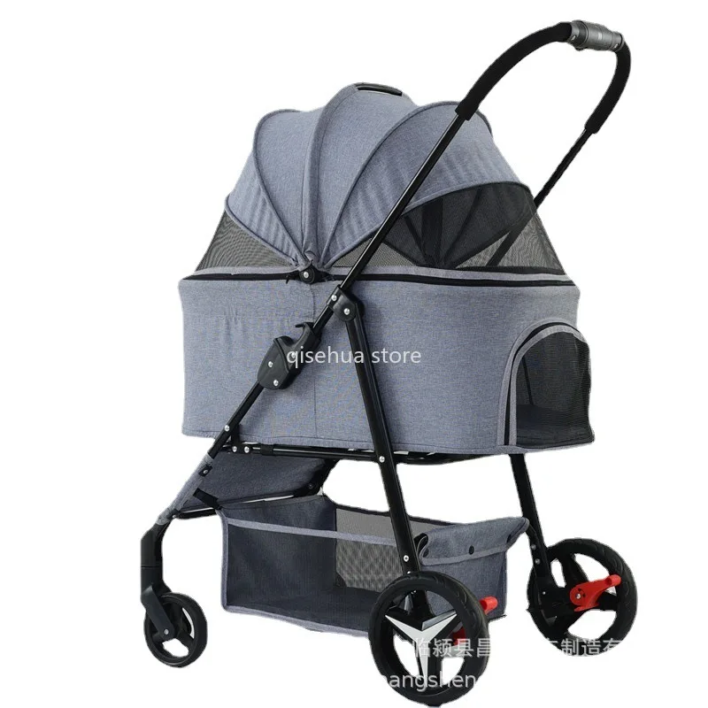 Huaying-carrito desmontable para mascotas, carrito ligero y plegable para exteriores, carrito de viaje para perros y bebés