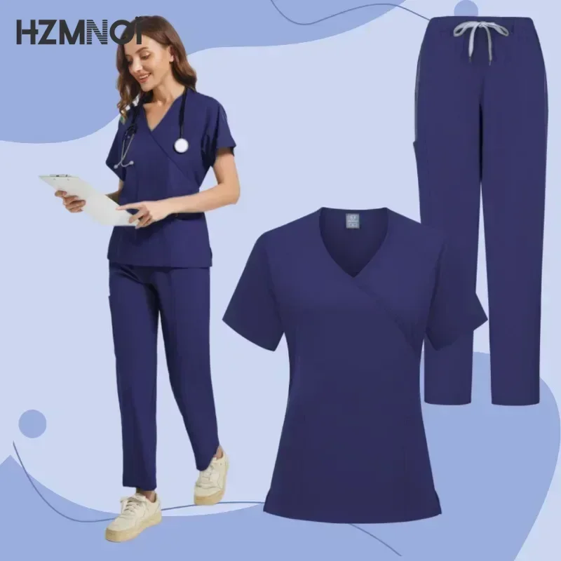 Women Scrub Sets Slim Fit Medical Scrubs Uniform Nursing Accessories Hospital Surgery Gowns Dental Clinic Beauty Salon Work Wear