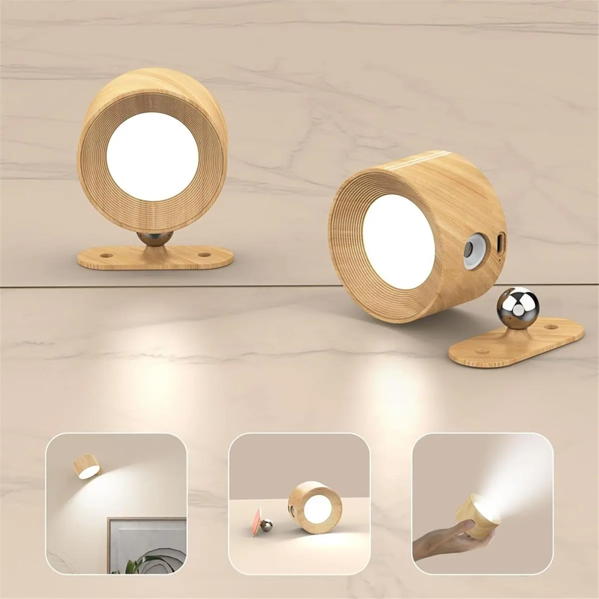 ●2Pack Battery Operated Wall Sconce,3 Brightness Levels 360°Rotation Lighting Touch Control, Wall Mounted Lamp-A57M