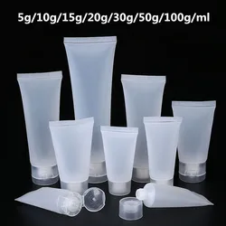 Recipientes de embalagem, tubos macios plásticos transparentes, vazios, creme cosmético, loção de emulsão, 5ml, 10ml, 15ml, 20ml, 30ml, 50ml, 100ml, 50pcs/lote
