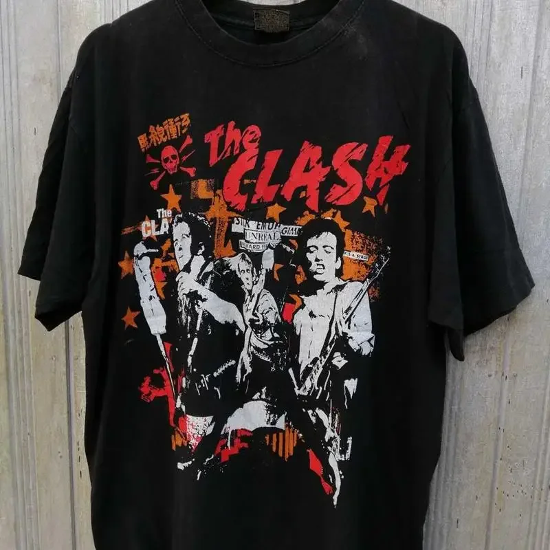New Popular The Clash Band Black T Shirt Cotton Full Size