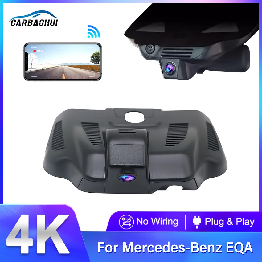 Plug and Play 4K UHD Car DVR Driving Recorder 170° For Mercedes-Benz EQA EQA300 4MATIC 2022 2023 Dash Cam Front and Rear Camera