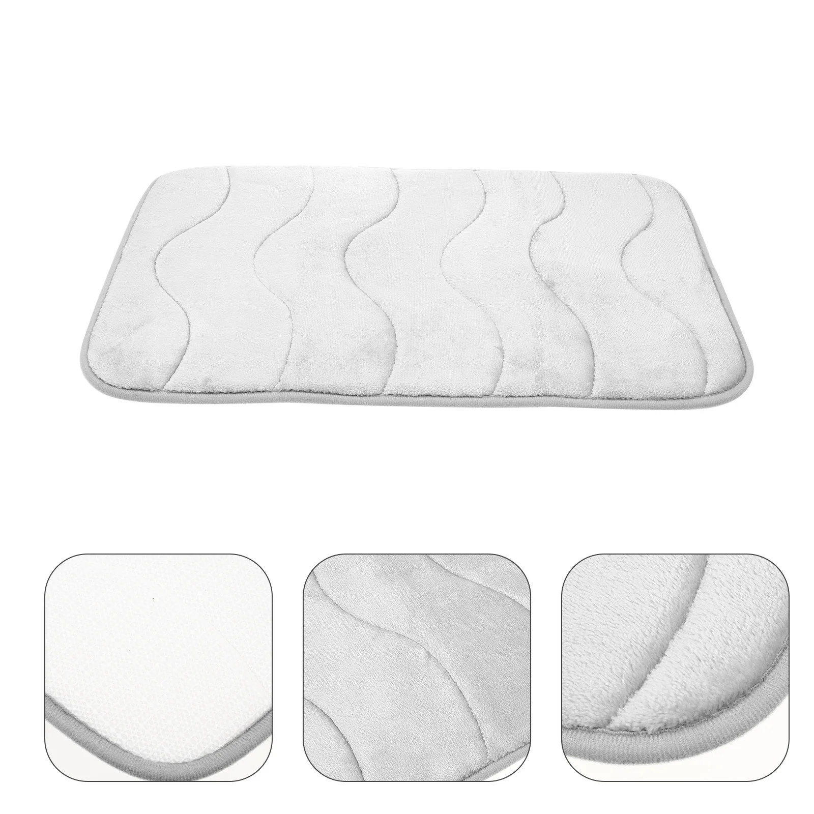 

Absorbent Bath Mat Anti Skid Floor Mat for Bathroom Kitchen Laundry Room Entrance Solid Color Machine Washable
