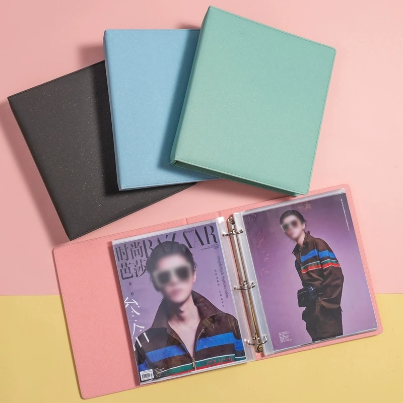 

Shiny Leather Kpop Binder A4 Transparent Sleeves Booklet Loose-leaf Kpop Folder A4 Photocard Binder With Plastic Sleeves