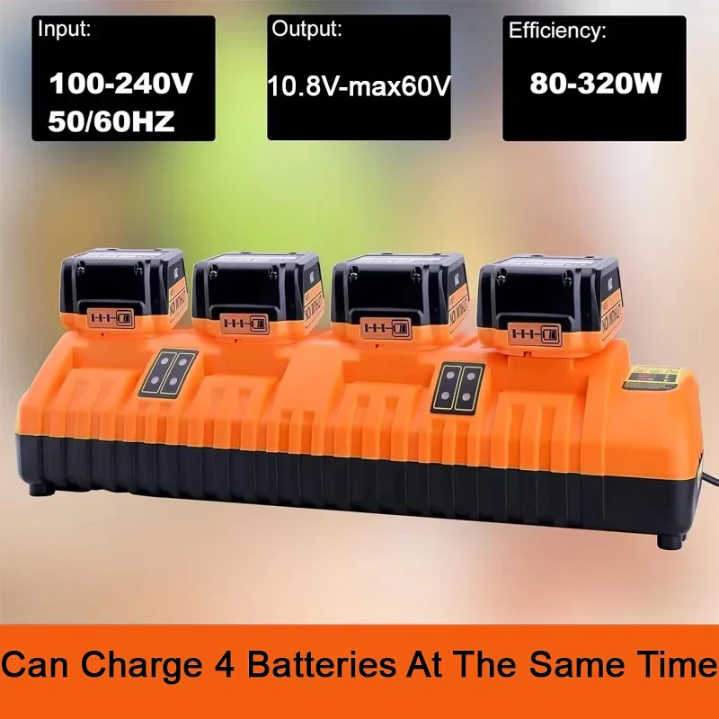 Pour chargeur de batterie Dewalt 10.8V 12V 20V 60V Batteries au Lithium 4 ports 3A 320W chargeurs rapides DCB105 DCB118 DCB112 DCB119 DCB102