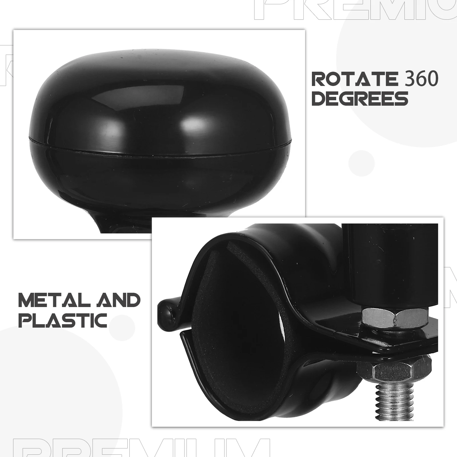 

1pcs Steering Wheel Knob Power Degree Spinners Black Universal Car Accessories Steering Install