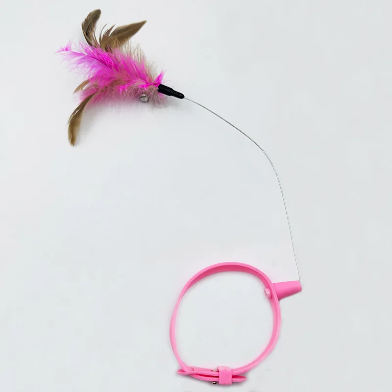 New product collar for cat teaser self-entertainment cat toy neck collar feather bell cat toy pet supplies image 5