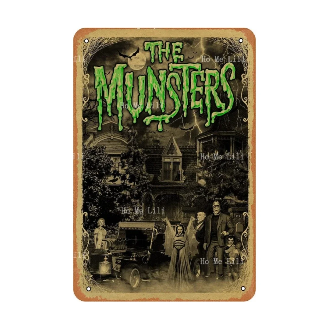 The Munsters Tv Show Poster Vintage Wall Art Home Plate Decor Plaque Decor Metal Tin Sign