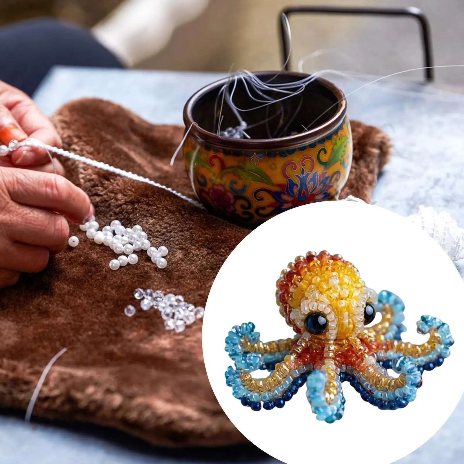 Kit de bordado de contas para iniciantes, criatura do mar, kits de bordado com contas, atividades criativas, materiais de artesanato para mãe