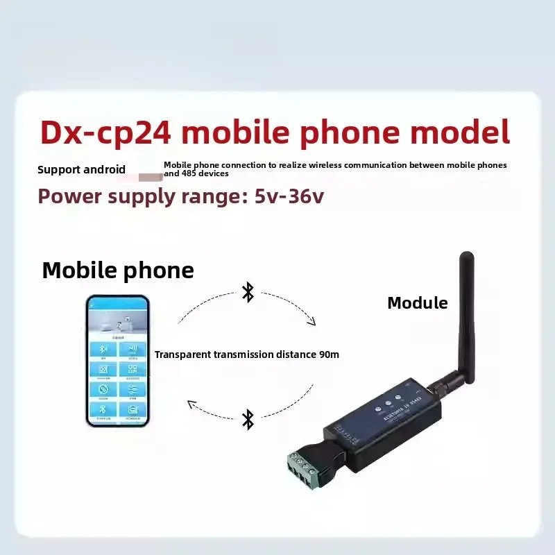 RS485 to Bluetooth Wireless Converter Modbus Communication Adapter, Industrial IoT Transceiver Module for Data and Control