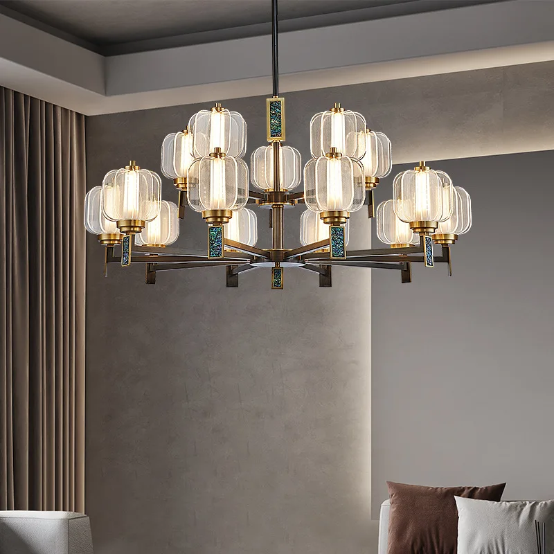 

New Chinese chandelier, all-copper living room main light