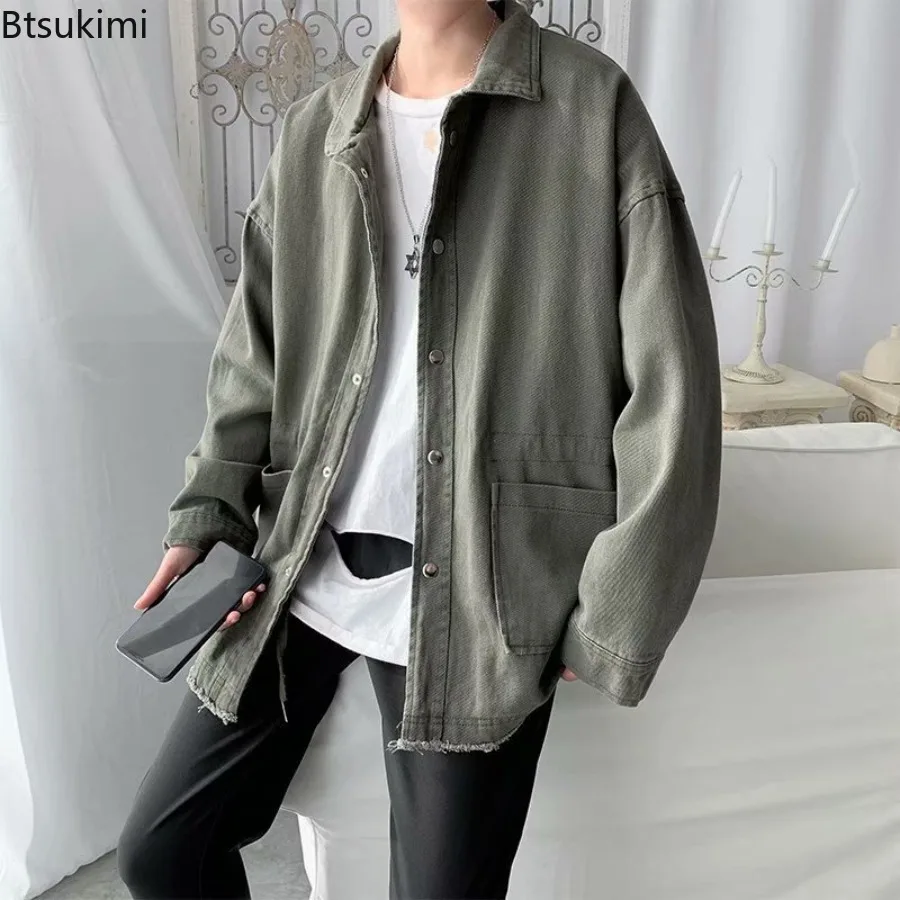2025 Spring and Autumn Men's Ins Style Loose Jackets Versatile Trendy Functional Workwear Jackets Hong Kong Style Clothes Male