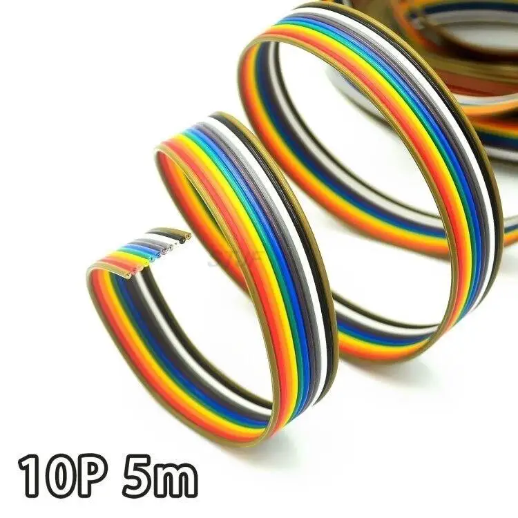 

5meters/lot Ribbon Cable 10 WAY Flat Color Rainbow Ribbon Cable Rainbow Wire 10P 1.27MM pitch For PCB Diy