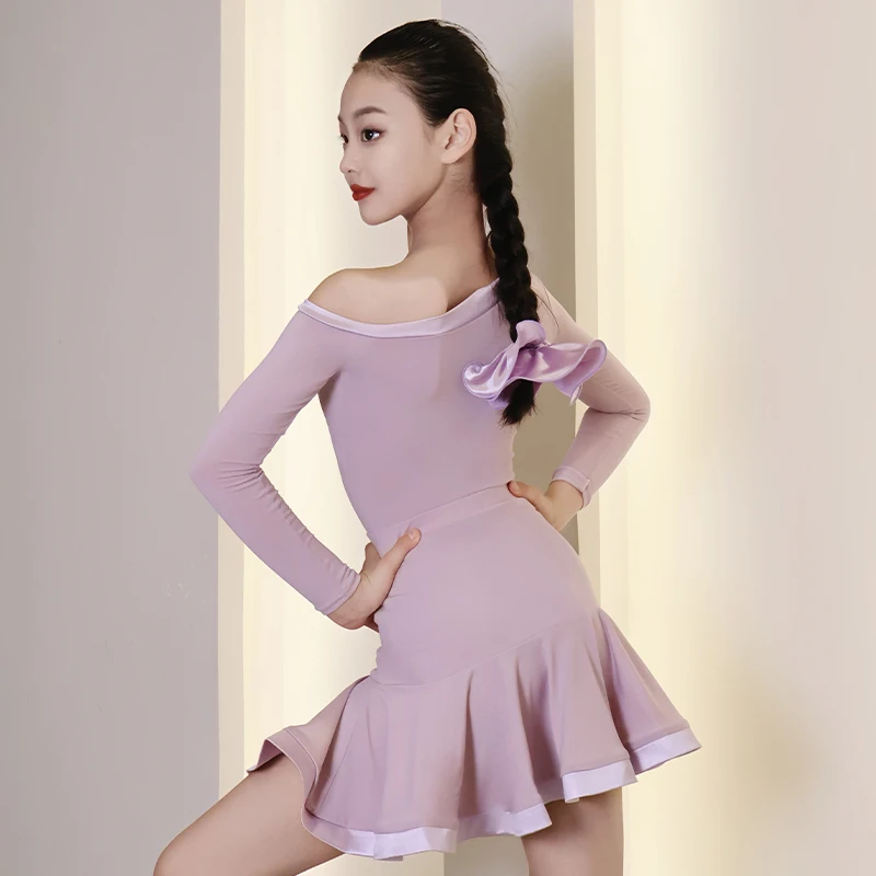 الخريف والشتاء ملابس الرقص اللاتينية الجديدة الفتيات الممارسة المهنية ملابس الأطفال البدلة اليومية