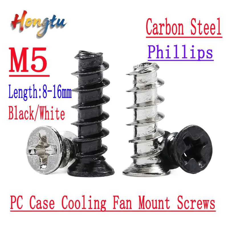 

M5* 8 *10 *12 *14 *16mm KB Computer PC Case Cooling Fan Mount Screw Heat Dissipation Screws Fixer 100pcs/lot