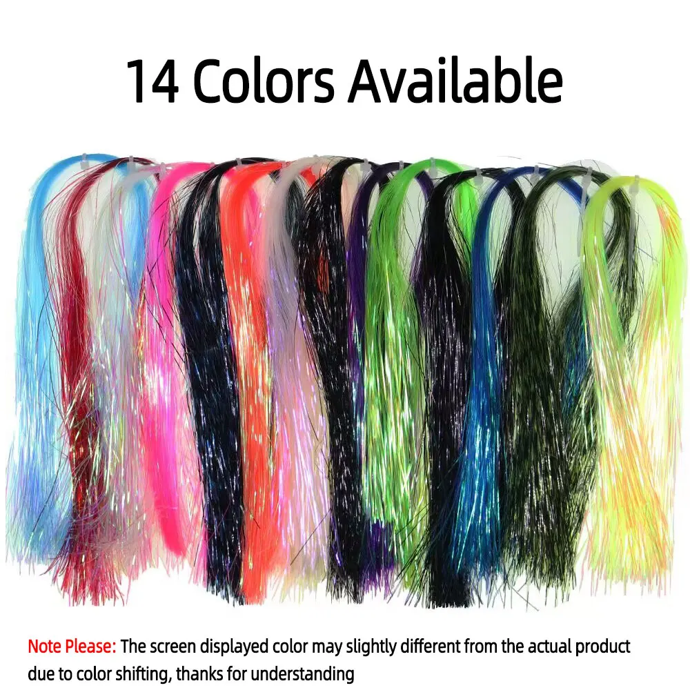 4/14Packs 0.5mm Ice Wing Flashabou Tinsel Crystal Flash Fly Tying Material For Nymphs Streamers Jig Head Lures Sea Fishing Lure