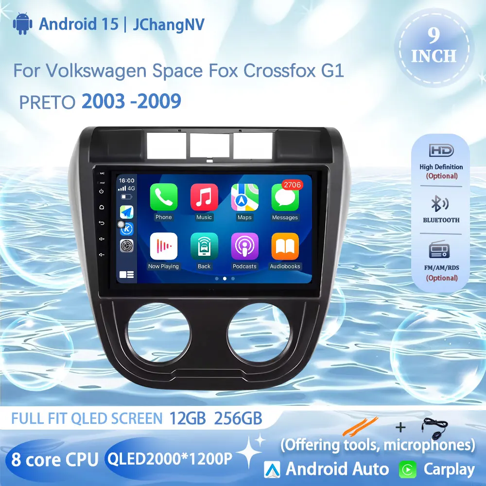 

Автомобильный радиоприемник Android14 для Volkswagen Space Fox Crossfox G1 PRETO 2003-2009, мультимедийный видеоплеер, 4G GPS, Android Auto CarPlay DSP