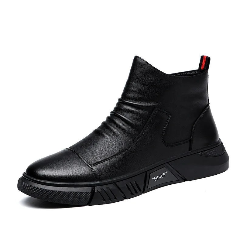 High Quality Genuine Leather Boot for Men Winter Warm Snow Boot High Top Casual Leather Shoes British Style Men Boot Men's Shoes