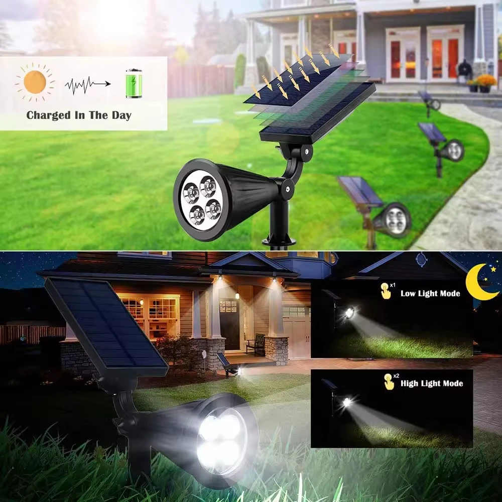 Spot Lumineux Solaire LED Imperméable, Éclairage d'Extérieur, Luminaire Décoratif de Paysage, Idéal pour un Jardin, une Pelouse, un Sentier ou une Cour