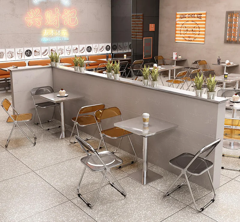 Personalizado Metal Restaurante Mesa e Cadeira Set, Fast Food, Café Bar, BBQ Booth Seating, Coffee Shop Móveis, Novo