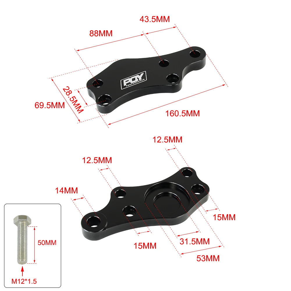 Adaptador de bloqueo de dirección de T-6061 de aluminio Billet, ángulo de giro creciente de aproximadamente + 25%, Kit de sintonización para Toyota