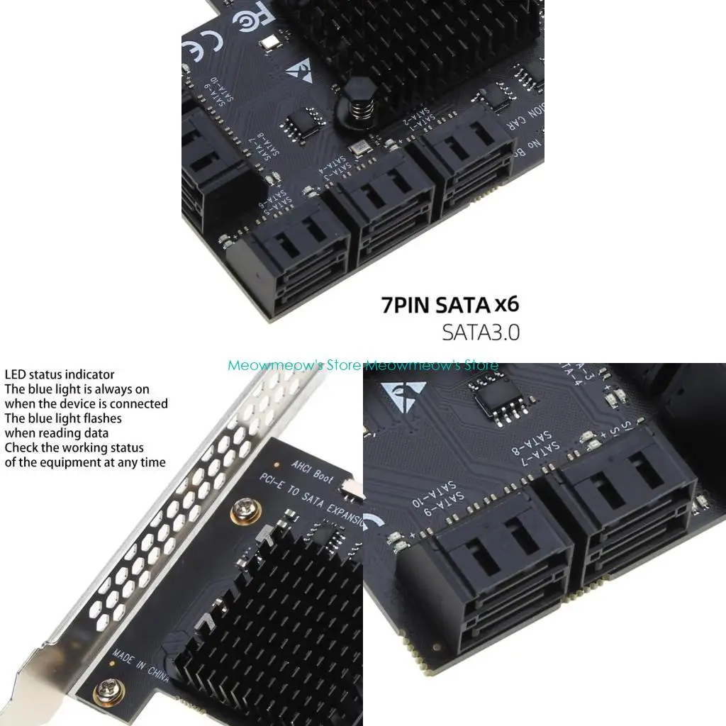 W91A PCI-E Adapter 10 Ports PCI for Express X16 to 6Gbps Full Speed Rate Expansion Card Control