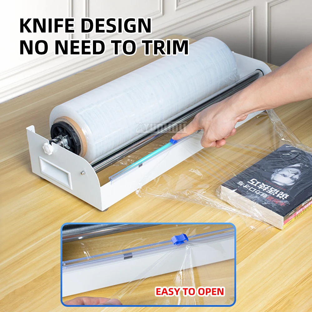 Commercial Stretch Wrap / Film Dispenser – Plastic Wrap Cutter with Stand for Supermarket Fruit & Express / Parcel Packing