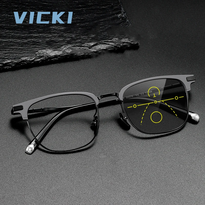 

VICKI High-end Titanium Men's Glasses Anti-blue Light Glasses Can Be Prescribed Custom Photochromic Multifocal Glasses 7050