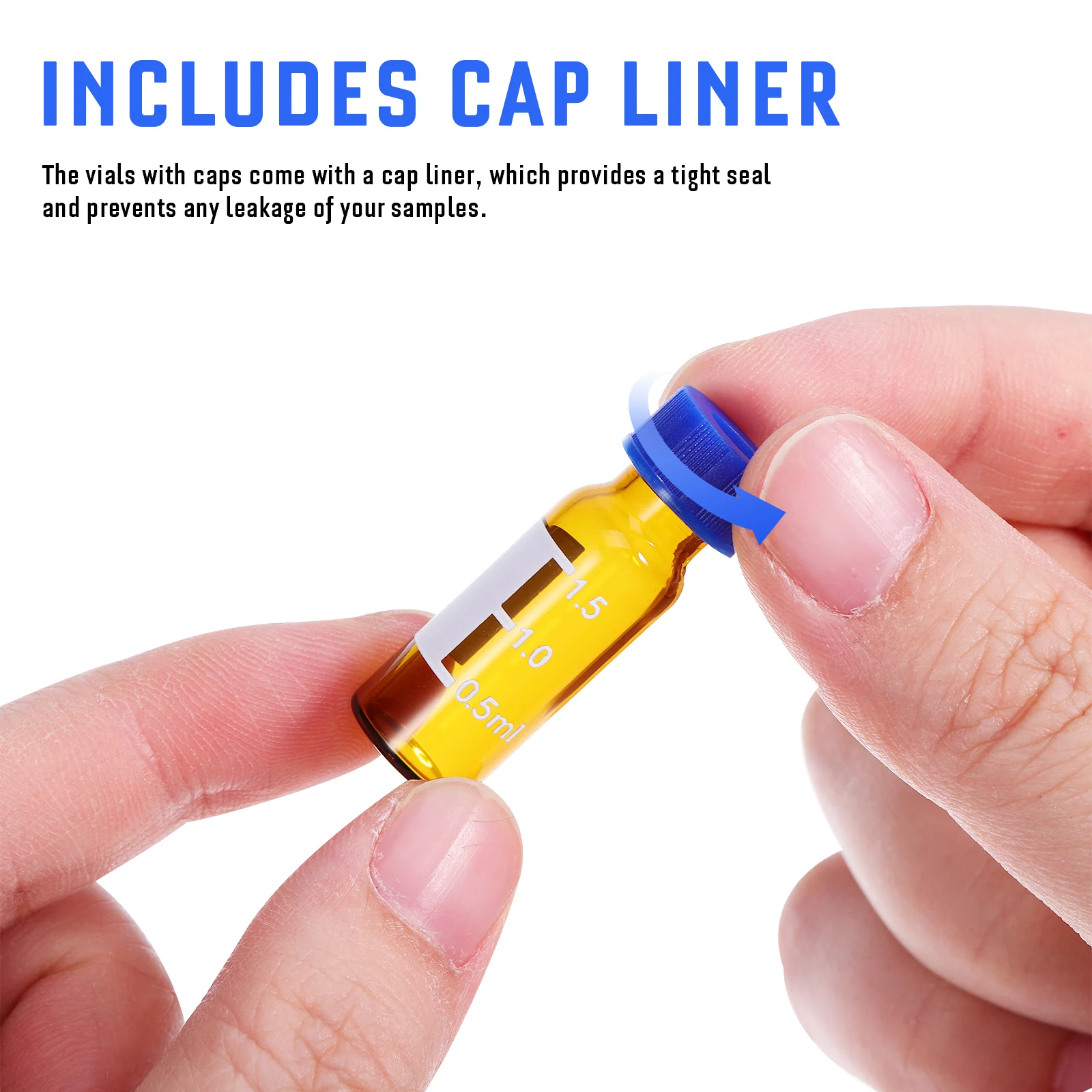 

100 pcs 1 5ml 2ml Amber Glass Vials Graduated Sampling Bottles With Caps Liner For Storage Preservation