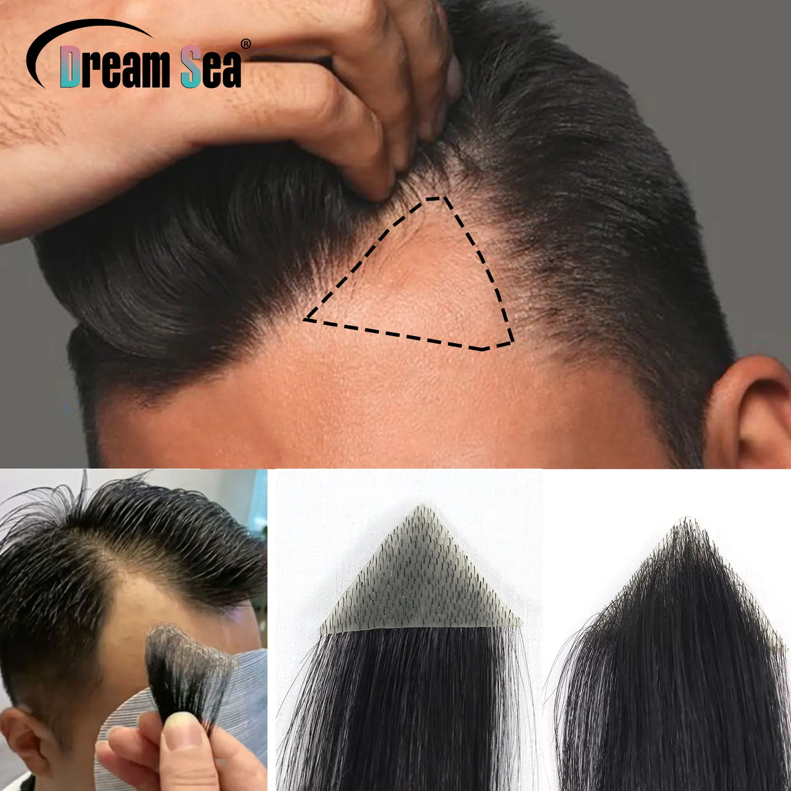 Small Human Hair Pieces Toupee V Style Frontal Hairline Human Remy Hair Men 0.06mm Ultra Thin Skin PU Men's Capillary Prosthesis