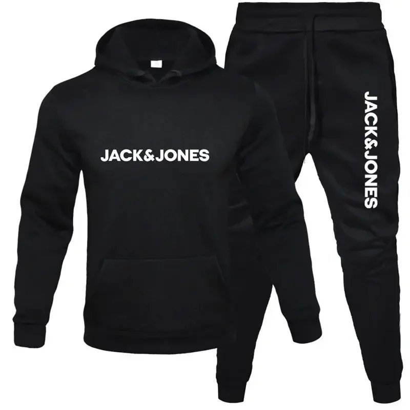 Men\'s Hoodie and Running Pants Set  Casual Sweatshirt  Long Sleeve Hoodie  Sports Smile Hoodie  Jack and Jones  2-piece Set