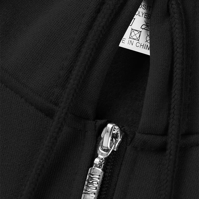 أزياء رجالية للياقة البدنية في الهواء الطلق والركض كاجوال بسحاب رياضي فاخر وسراويل وقلنسوة مجموعة ملابس