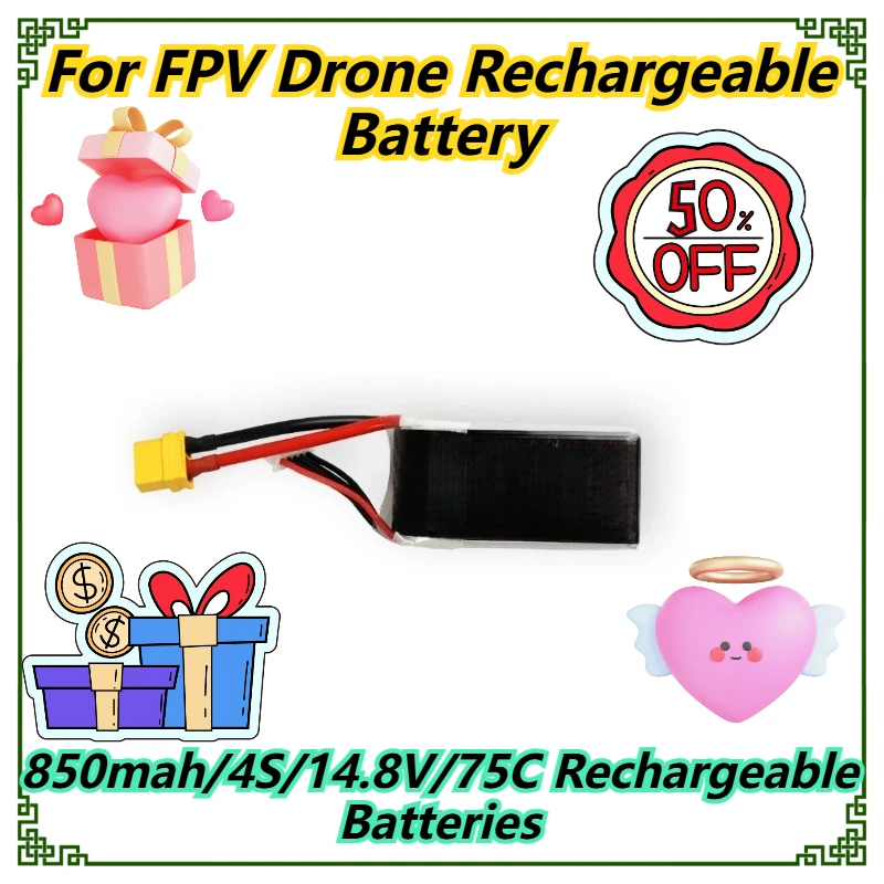 

850mah/4S/14.8V/75C Rechargeable Batteries For FPV Drone Rechargeable Battery