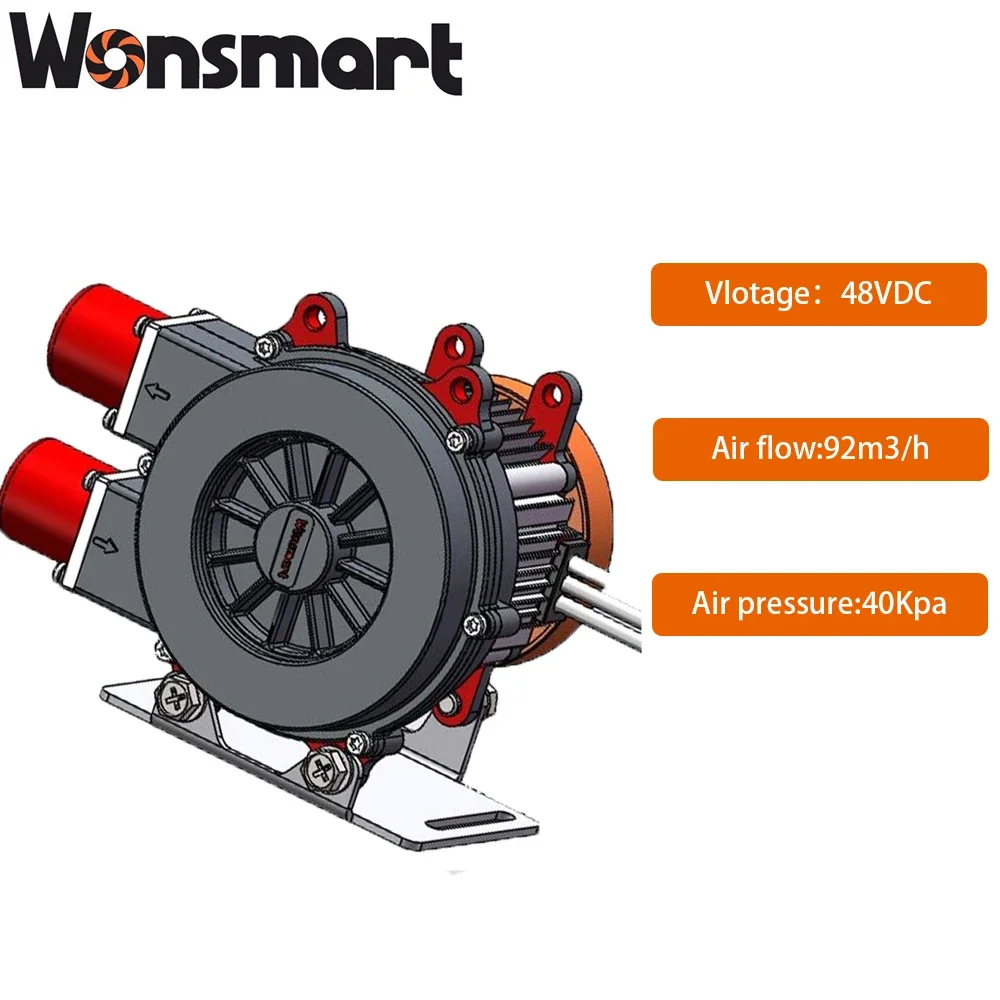 Brushless Centrifugal Small Portable Air Blower Centrifugal Fan 145mm Mini Size 442W Battery Operated WS145120 48V Dc Aluminum