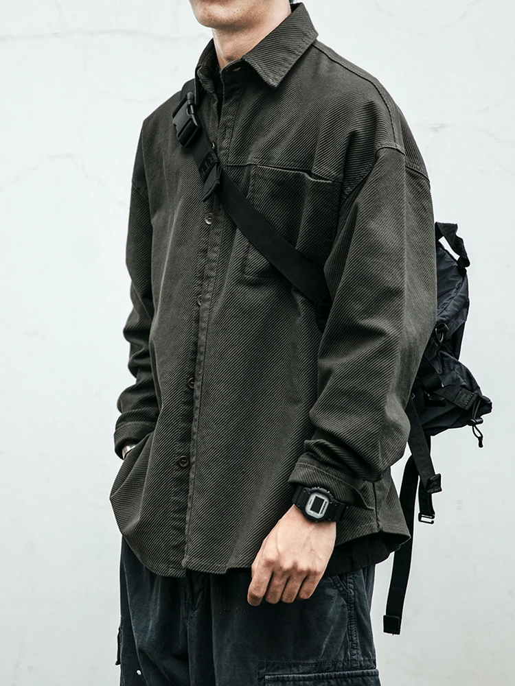 

Ретро-японская рабочая одежда: мужская куртка с длинным рукавом, весенне-осенняя, модная, свободного кроя, повседневная, универсальная, с отложным воротником.