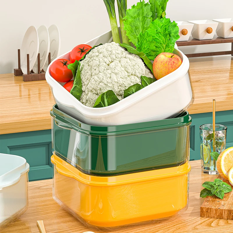 Double Drain Basket Kitchen Household Washing Bowl Fruit and Vegetable Tray Sink Filter Water Washing Artifact Washing Vegetable