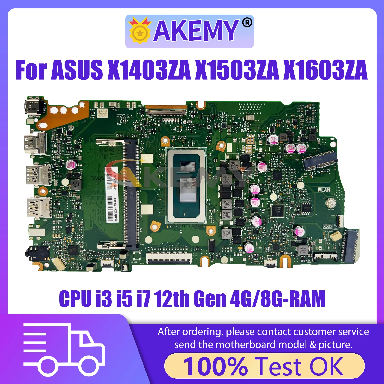 

AKEMY X1403ZA Mainboard For ASUS X1502ZA X1602ZA X1503ZA X1603ZA X1402ZA Laptop Motherboard with CPU i3 i5 i7 12th 4G/8G RAM