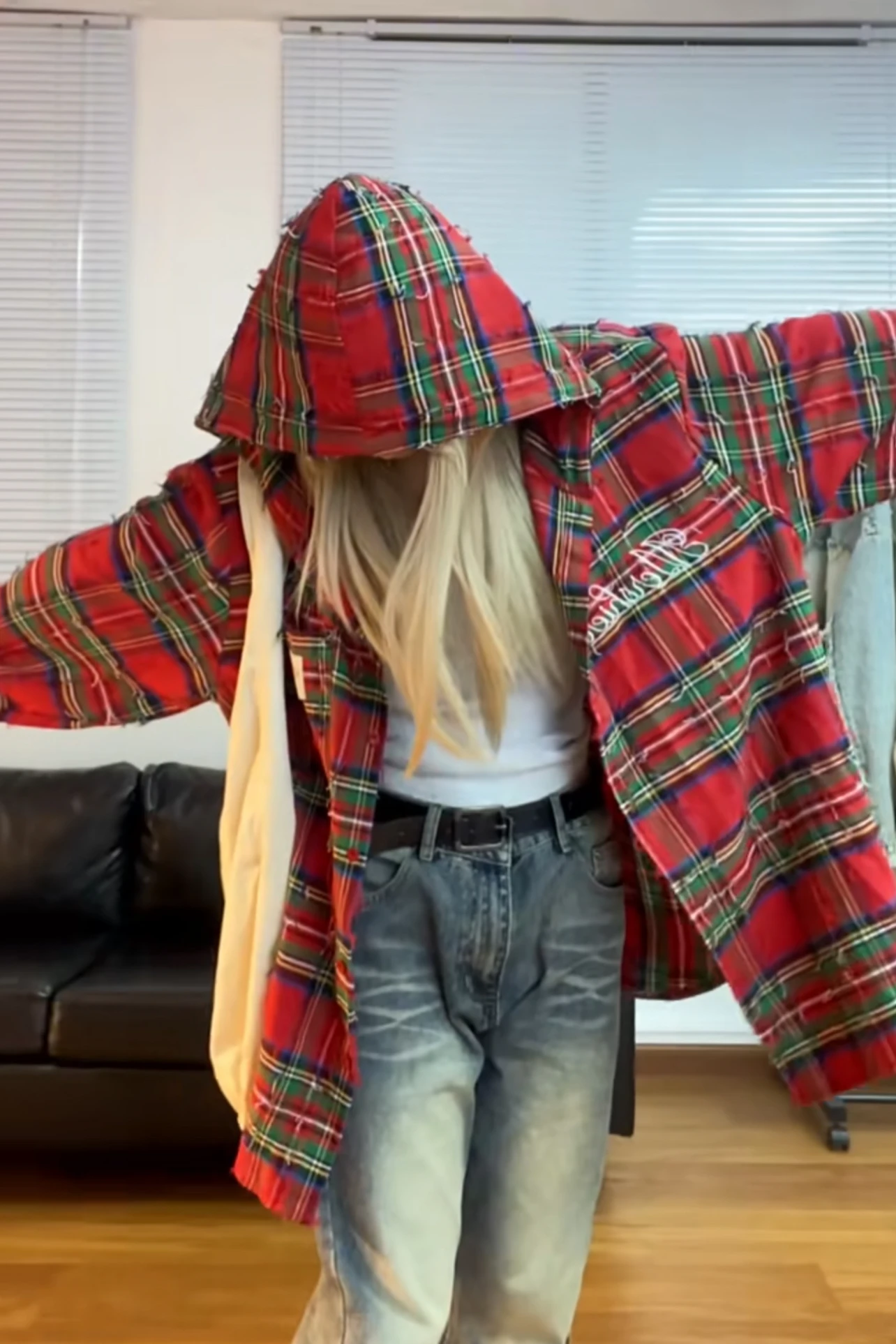 

Retro American Cisas New Year Plaid irt Men Women Spring Autumn Loose Faded Long Sve Hooded irt Youth Faion