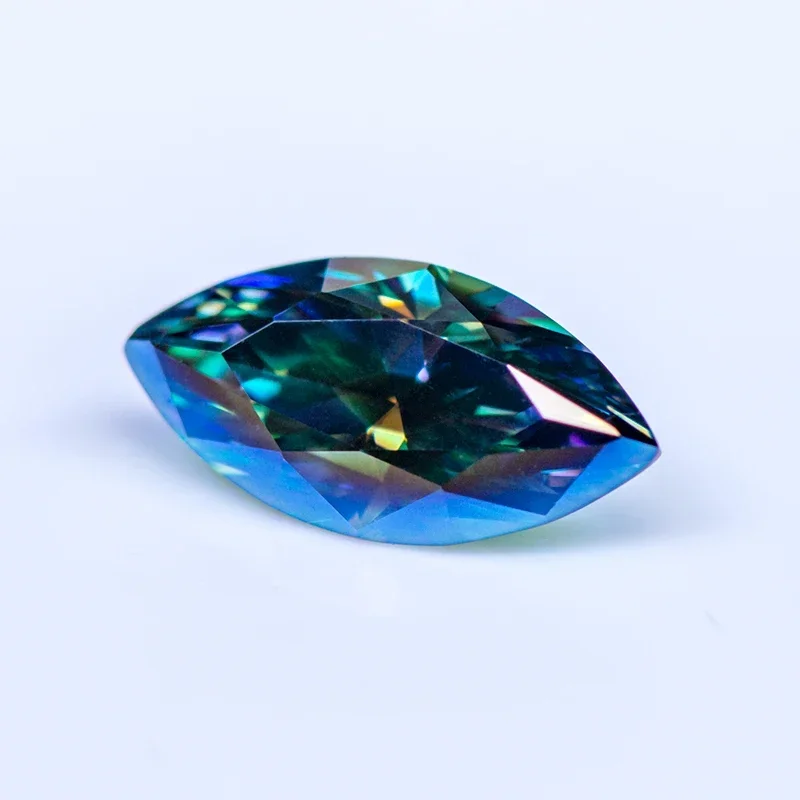 Moissanite Gemstone Rainbow Green Color Marquise Cut Lab Grown Diamond for DIY Charms Woman Advanced Jewelry Making Materials