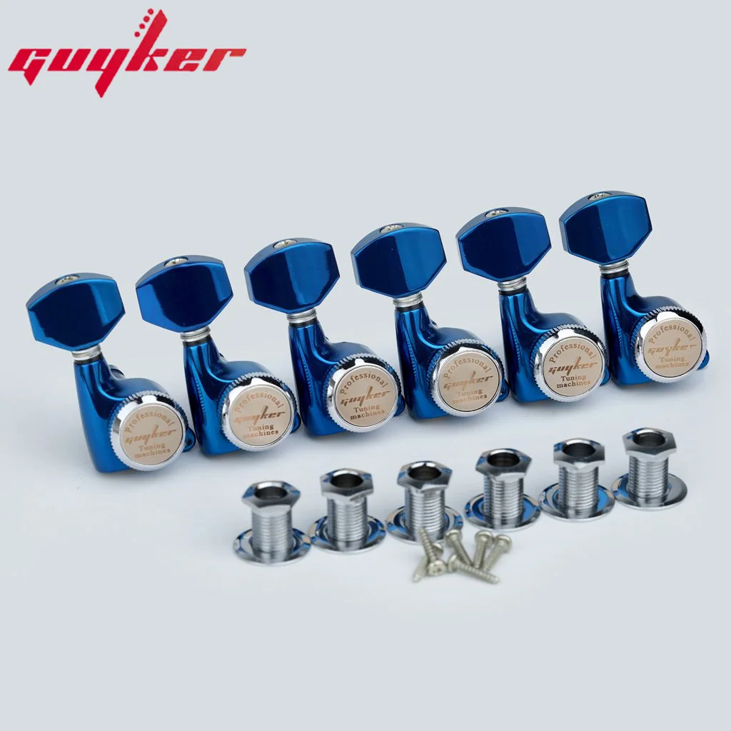 GUYKER Guitar Locking Tuners Electric Guitar Machine Heads Tuners Blue Chrome Guitar Tuning Pegs